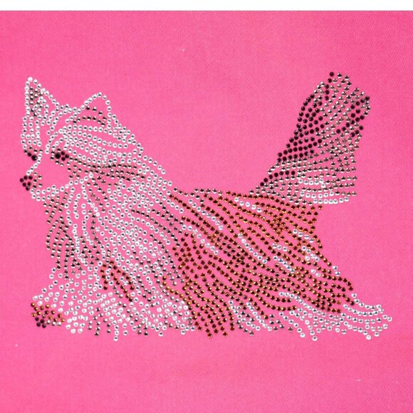 Isaac's Designs Denim Pink Jacket Decoraded Rhinestones with Dog Drawing Back‎ M - Picture 6 of 6